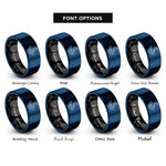font options for inside engraving on black & blue rolling hills rings