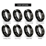 font options for inside engraving on black & grey rolling hills rings