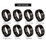 font options for inside engraving on black rolling hills rings