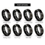 font options for inside engraving on black & grey rolling pin rings
