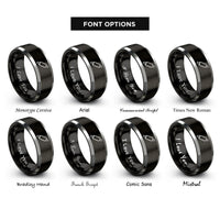 font options for inside engraving on black & grey rolling pin rings
