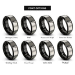 font options for inside engraving on black & gray rolling pin rings