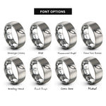 font options for inside engraving on grey rolling pin rings