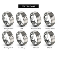 font options for inside engraving on grey rolling pin rings