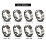 font options for inside engraving on silver rolling pin rings