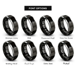 font options for inside engraving on black & gray rolling pin whisk rings