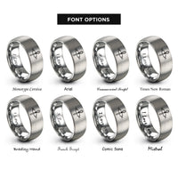 font options for inside engraving on silver rolling pin whisk rings