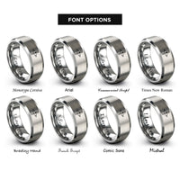 font options for inside engraving on silver rolling pin whisk rings