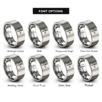 font options for inside engraving on silver rolling pin whisk rings
