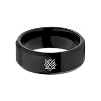 unique couples anniversary rings – black tungsten web of wyrd wedding band