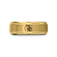 presents for her birthday – gold tungsten lioness cub nuzzle wedding band