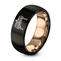 Romantic Gifts for Her – black & rose gold tungsten marimba mallets ring