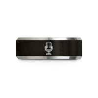 unique presents for her – black & gray tungsten ribbon microphone wedding band