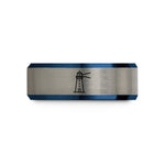 best anniversary presents her – black & blue & grey tungsten rubjerg lighthouse wedding band