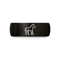romantic presents for couples – black & gold tungsten foal silhouette standing wedding band