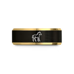 best presents for him – black & gold tungsten foal silhouette standing wedding band