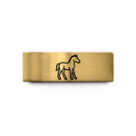 romantic presents for couples – gold tungsten foal silhouette standing wedding band