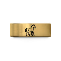 romantic presents for couples – gold tungsten foal silhouette standing wedding band