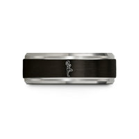 personalized jewelry for her – black & blue & silver tungsten tree pose vrksasana wedding band
