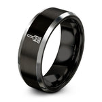 black & silver tungsten basting brush ring