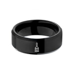 men’s present ideas ring – black tungsten basting brush wedding band