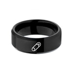 unique presents for partner – black tungsten basting pins wedding band