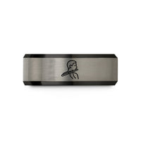 unique rings for men – black & grey tungsten flutist wedding band