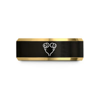 personalized presents for men – black & gold tungsten in ear earbuds wedding band