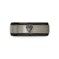 unique presents for him – black & grey tungsten in ear earbuds wedding band