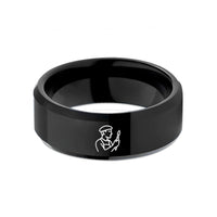 tungsten rings for men – black tungsten painter silhouette wedding band