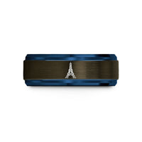 unique birthday presents men – gunmetal & blue tungsten paris wedding band