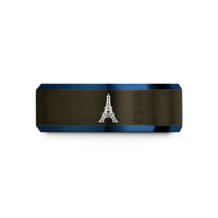 unique birthday presents men – gunmetal & blue tungsten paris wedding band