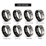 font options for inside engraving on black & gray roofer roofline hammer rings