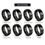 font options for inside engraving on black roofer roofline hammer rings