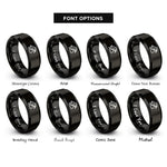 font options for inside engraving on black roofer roofline hammer rings