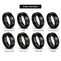 font options for inside engraving on black roofer roofline hammer rings