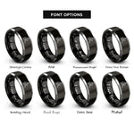 font options for inside engraving on black & gray roofer silhouette rings