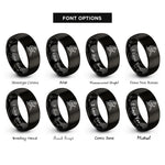 font options for inside engraving on black roofer silhouette rings
