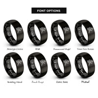 font options for inside engraving on black roofer silhouette rings