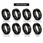 font options for inside engraving on black roofer silhouette rings