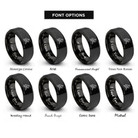 font options for inside engraving on black roofer silhouette rings