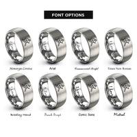 font options for inside engraving on gray roofer silhouette rings