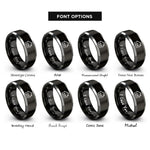 font options for inside engraving on black & silver roofline house rings