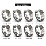 font options for inside engraving on grey rooftop moon rings