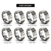 font options for inside engraving on grey rooftop moon rings
