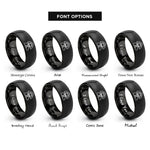 font options for inside engraving on black rooftop tent deployed rings