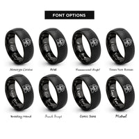 font options for inside engraving on black rooftop tent deployed rings