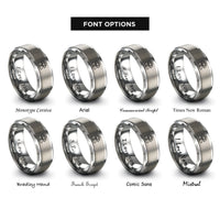 font options for inside engraving on gray rooftop tent deployed rings