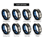 font options for inside engraving on black & blue & grey rooster rings