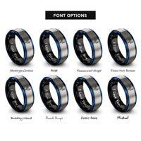 font options for inside engraving on black & blue & silver rooster rings